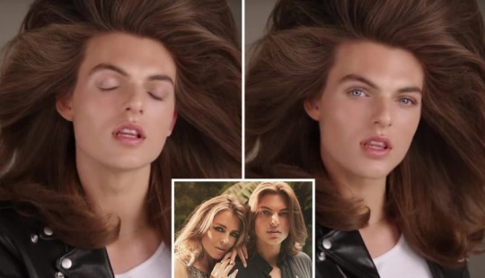 Mama's boy: Damian Hurley looks like his mother in a new photo shoot