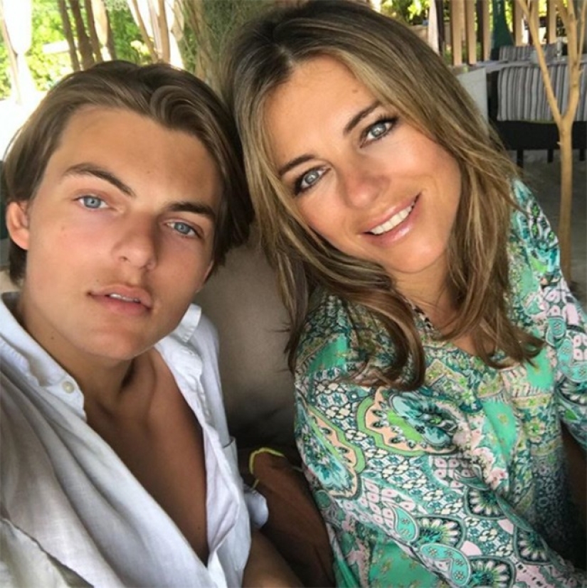 Mama's boy: Damian Hurley looks like his mother in a new photo shoot