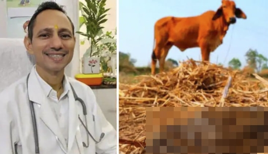 Médico indio come estiércol de vaca y lo recomienda a los pacientes