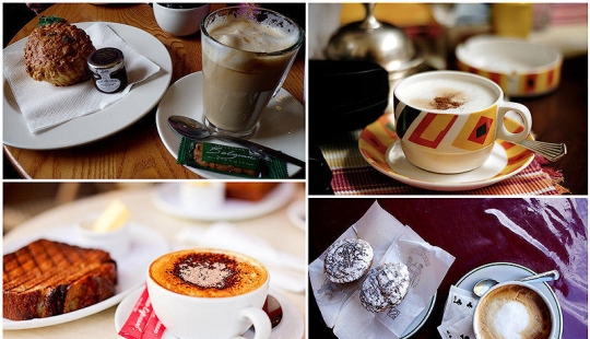 Morning coffee in different countries of the world
