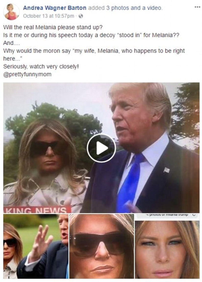 "Mírale la nariz y las gafas": Los internautas sospecharon que Melania Trump tiene un doble