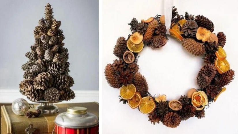 Más geniales ideas de decoraciones de Navidad de los conos y ramitas