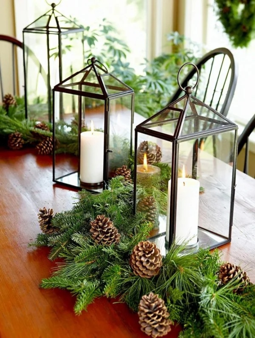 Más geniales ideas de decoraciones de Navidad de los conos y ramitas