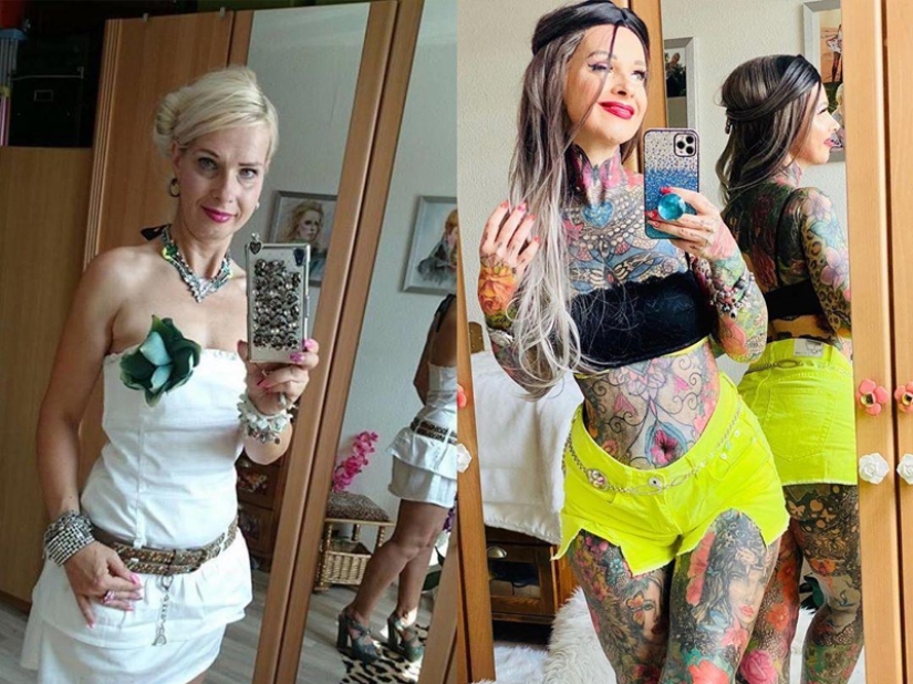 ¡Mujer de 55 años cubrió todo su cuerpo con coloridos tatuajes! Una fotografía