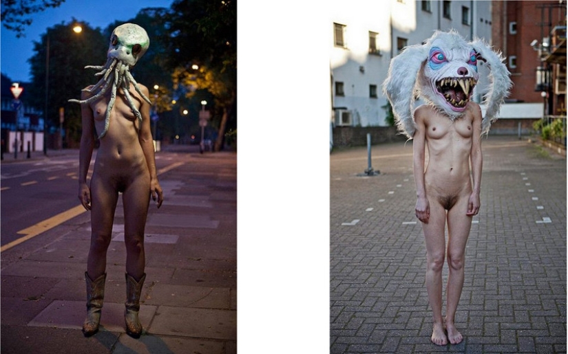 Naked girls in masks by Ben Hopper