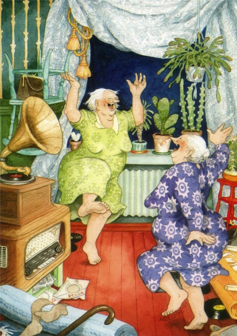 Naughty old ladies: a series of postcards with cheerful friends