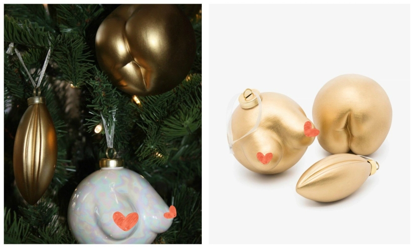 New Year with a peppercorn: the designer created Christmas balls in the form of female charms