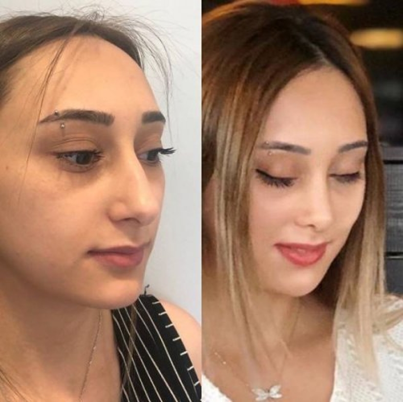 Niñas antes y después de un solo cambio de apariencia