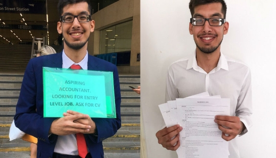 No one hired the Briton, and then he started handing out resumes on the street