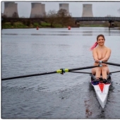 Nudist from the UK swims naked in a boat, preparing to cross the Atlantic Ocean