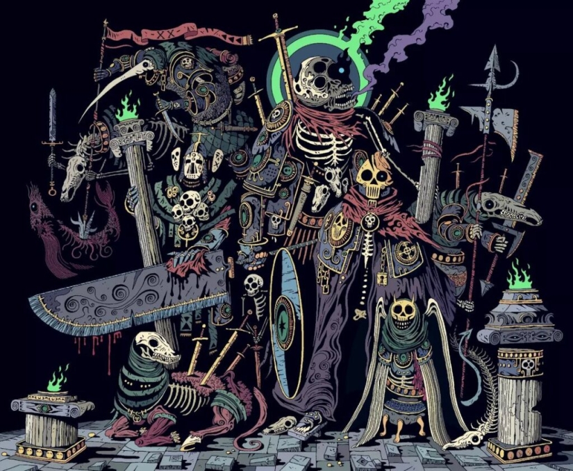 Occult knights, shamans and mysticism in the paintings of the artist Doodleskelly