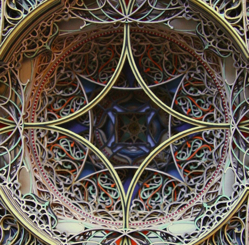 Openwork stained glass windows made of... cardboard