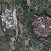 Palmanova is a symmetrical fortress city in Italy