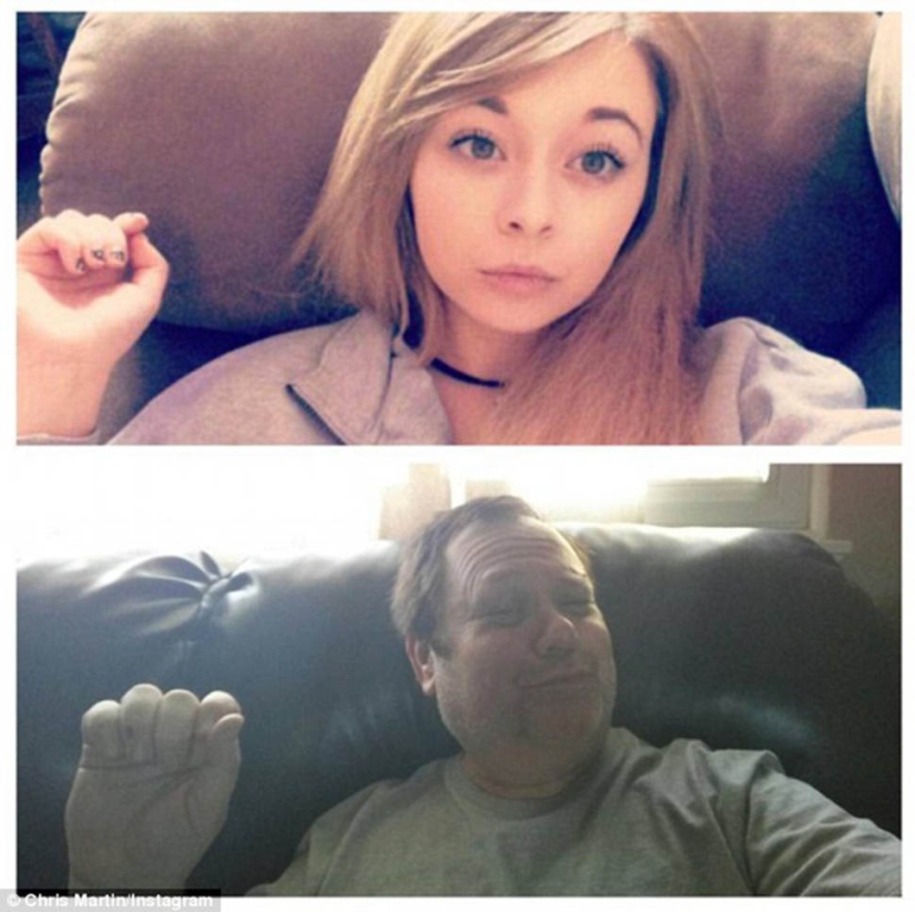 Papá trolea a su hija parodiando su selfie