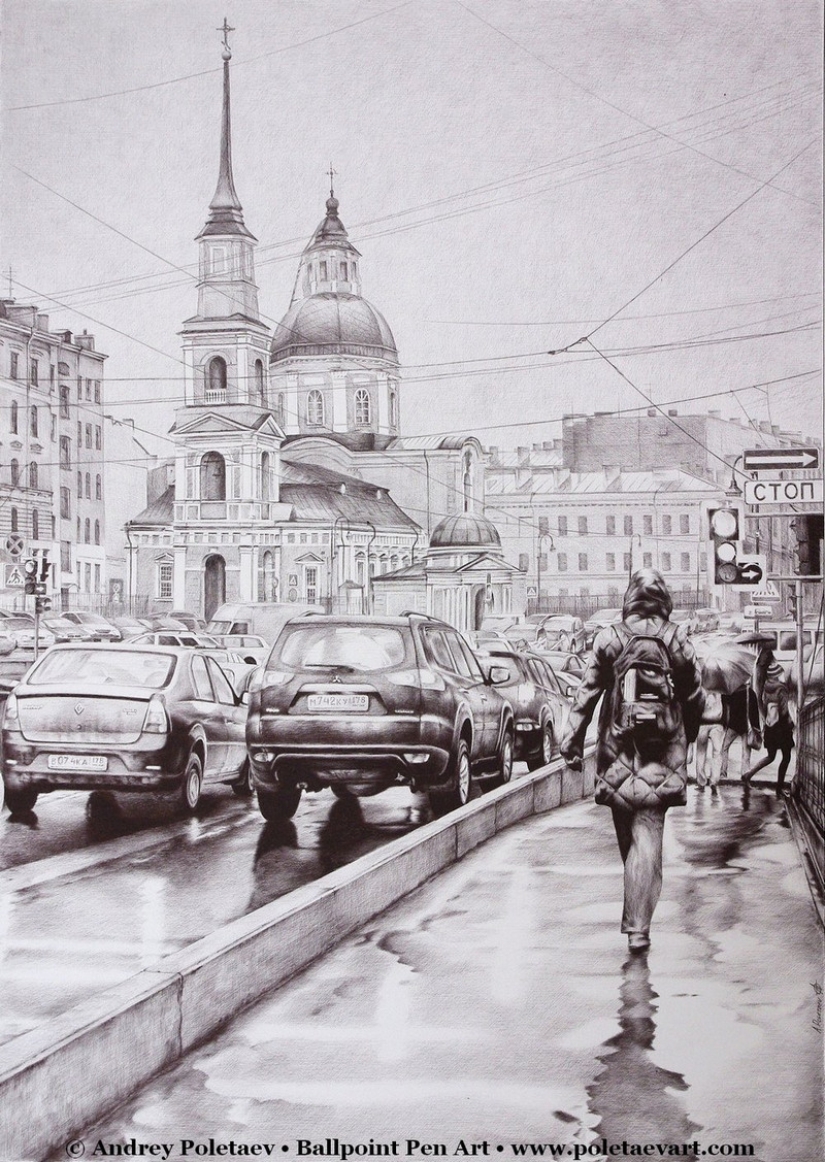 Photorealistic painting with a ballpoint pen from Andrey Poletaev