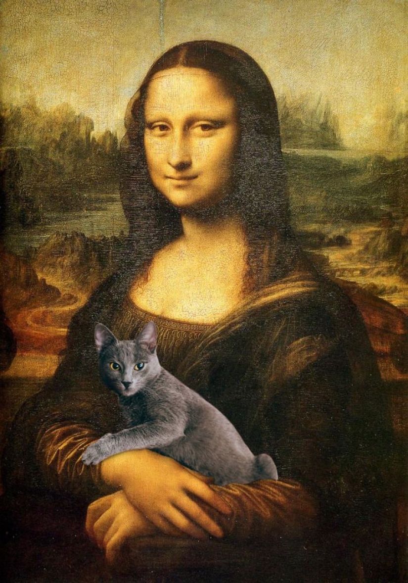Photoshopping su gato en las obras de arte siempre es apropiado!