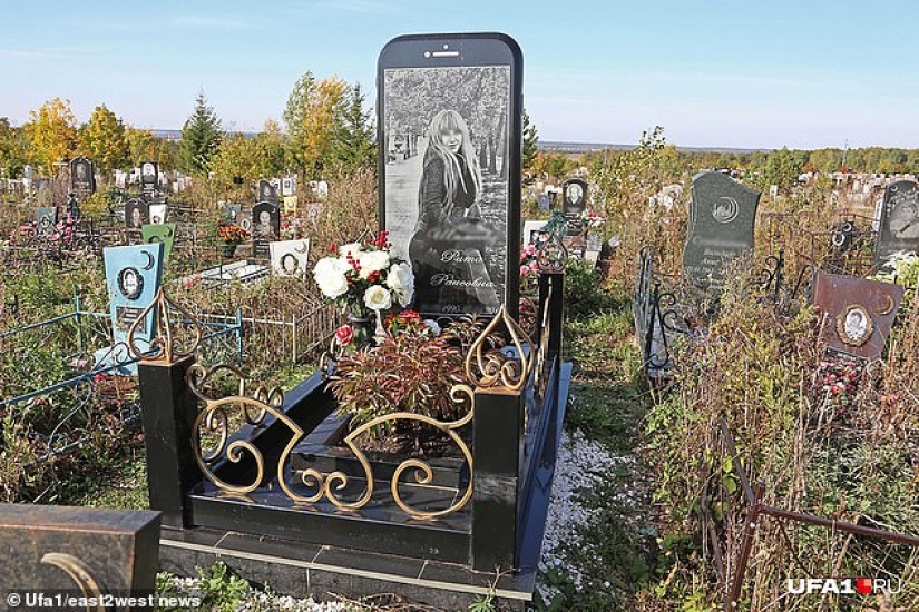 Por qué se instaló una lápida en forma de iPhone 6 en la tumba de Rita, de 26 años, de Ufa
