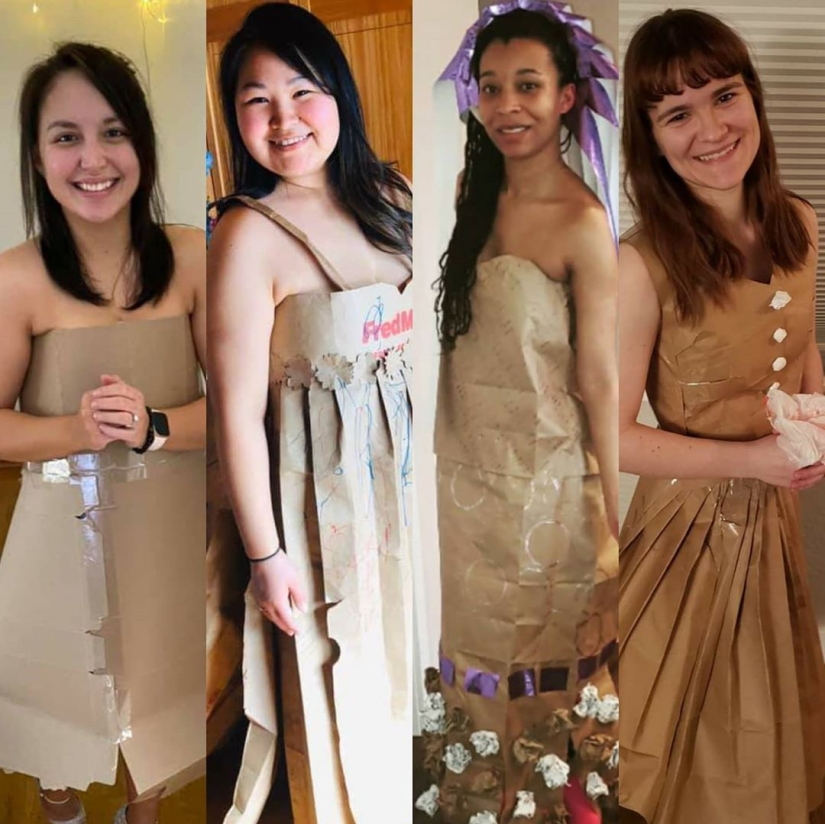 Quarantine clothes: Instagram users make dresses from bags