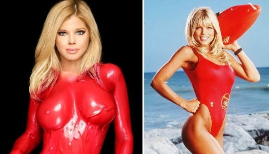 Red is dangerous: beauty Donna D'Errico from "Rescuers of Malibu" looks amazing at 51