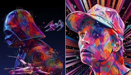 Retratos abstractos coloridos de estrellas en estilo pop art