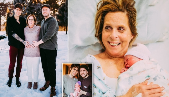 Ruptura familiar: Una mujer estadounidense de 61 años llevó y dio a luz a un hijo para su hijo gay y su novio
