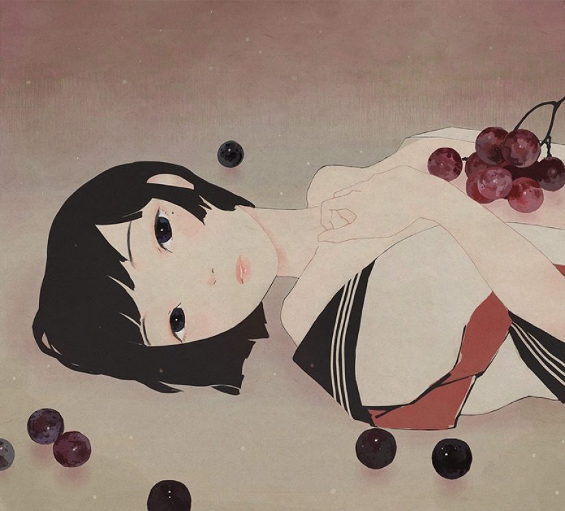 Schoolgirls and Melancholy - sleepy anime art
