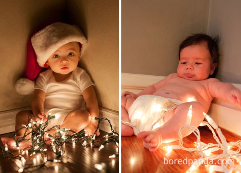 Sesión de fotos de Año Nuevo con un niño: expectativa y realidad