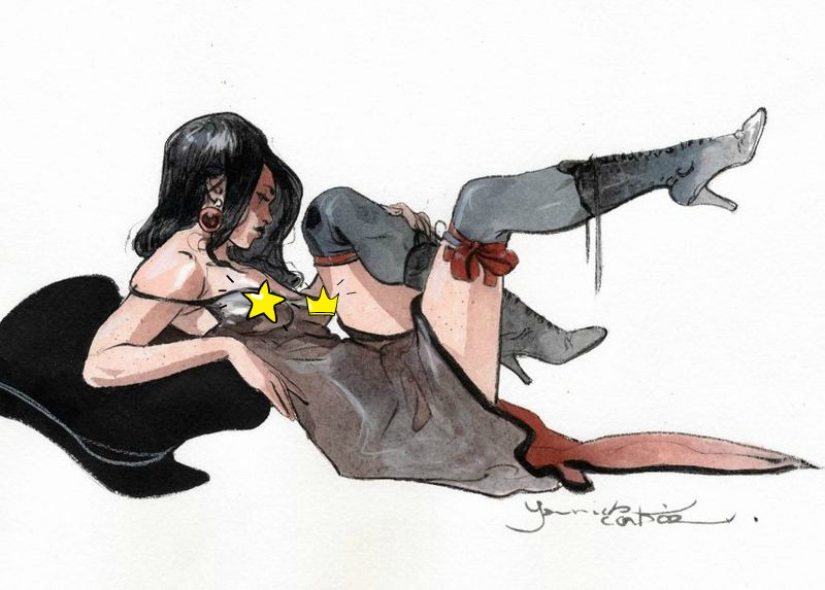 Sexy French women in watercolors by artist Yannick Corbeau