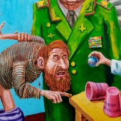 Sharp satire in the caricature paintings of Semyon Skrepetsky
