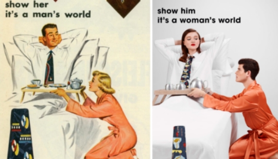 "Show him it's a woman's world": Lebanese photographer replaced women in old sexist ad with men
