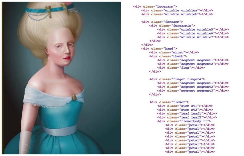 Sin photoshop: una mujer estadounidense pintó un cuadro exclusivamente con código HTML y CSS