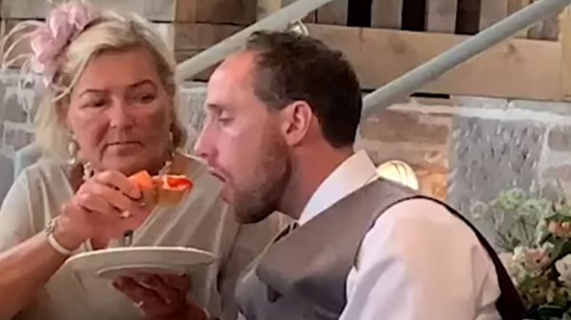 Suegra del año: mujer escocesa cariñosa alimentó a su yerno borracho en la boda