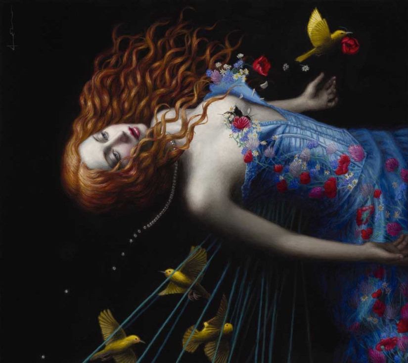 Surreal paintings by Chie Yoshii, celebrating harmony and beauty