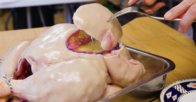 Sweet deception: pastry chef Sarah Hardy baked a cake in the form of a raw turkey