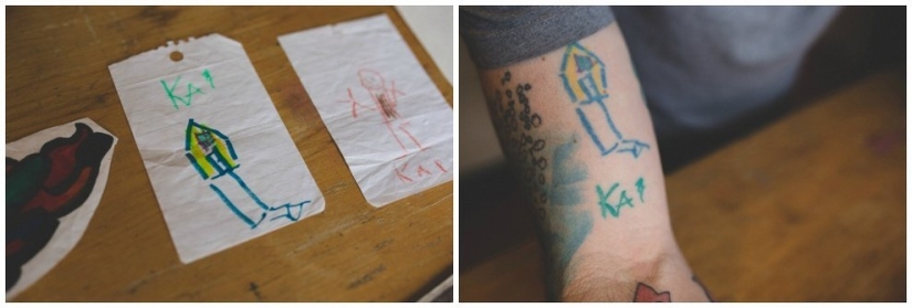 Tatuajes basados en bocetos de hijo