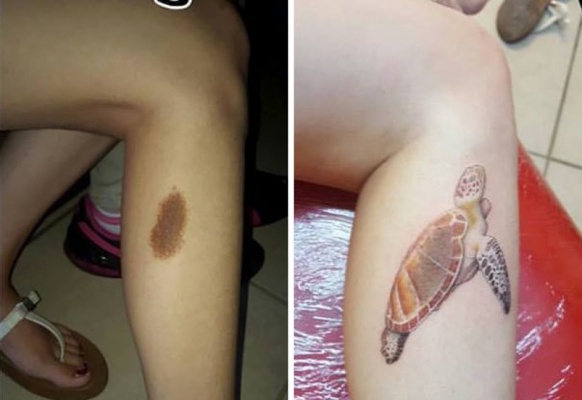 Tatuajes que ocultan marcas de nacimiento