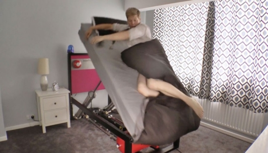 Thank God there is a bed that throws you out of bed in the morning