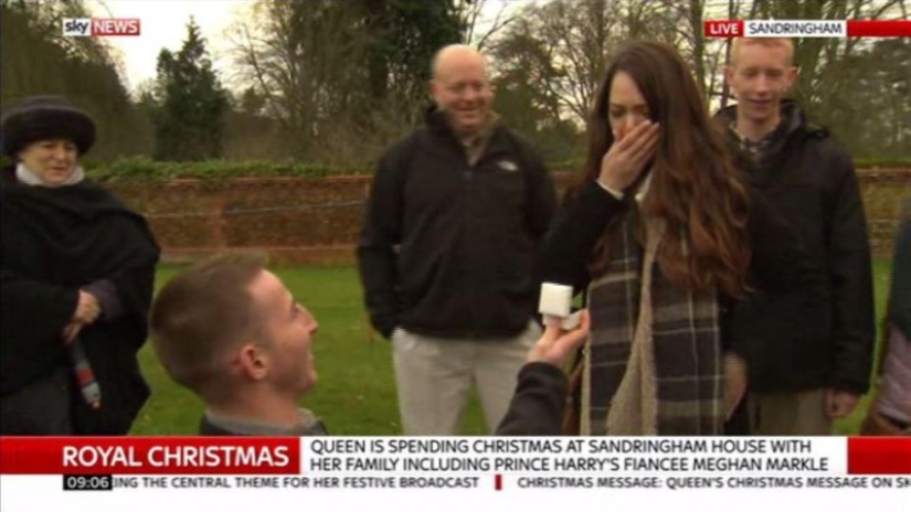 The American took advantage of the live broadcast of the royal family to propose to the girl