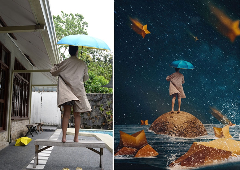 The artist creates fabulous worlds from photos of her backyard, and it's magical