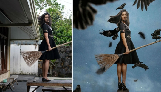 The artist creates fabulous worlds from photos of her backyard, and it's magical
