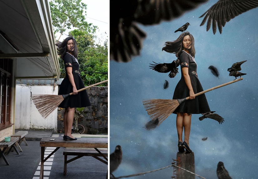 The artist creates fabulous worlds from photos of her backyard, and it's magical