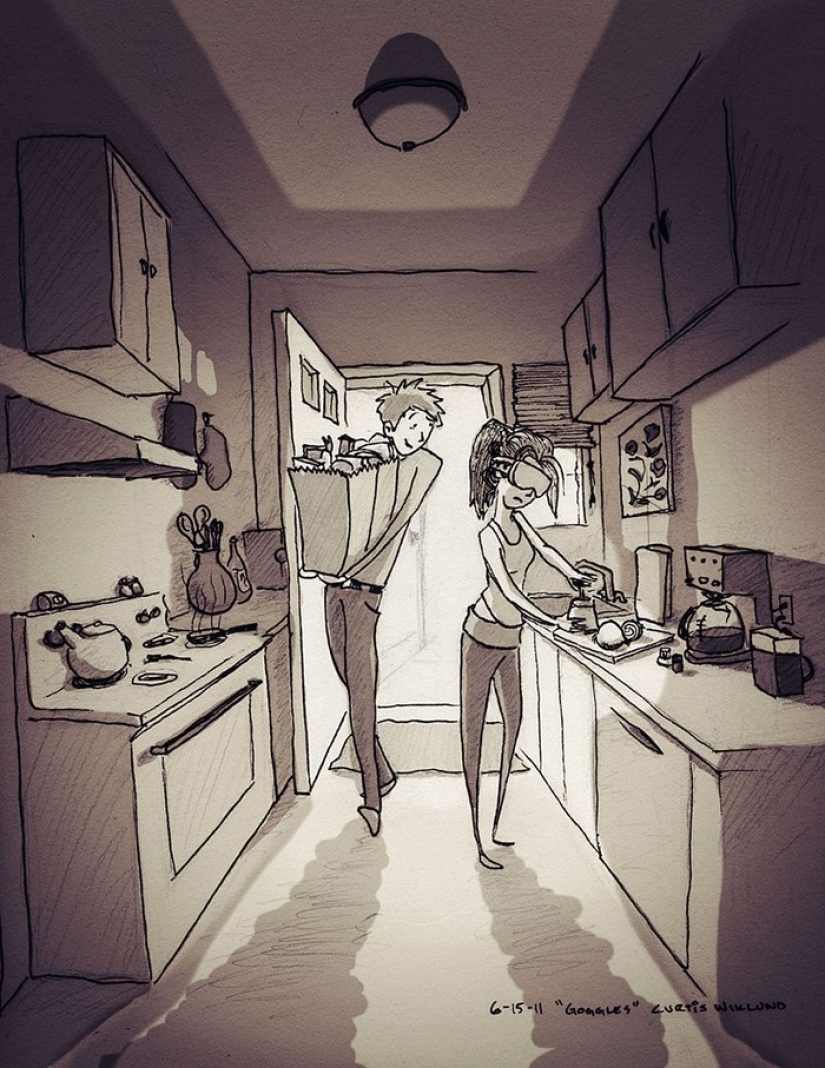The artist illustrates every day spent with his beloved wife