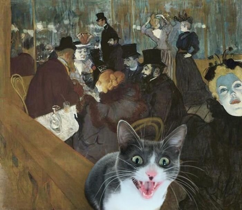 The artist made the paintings of the old masters even better by adding cats there