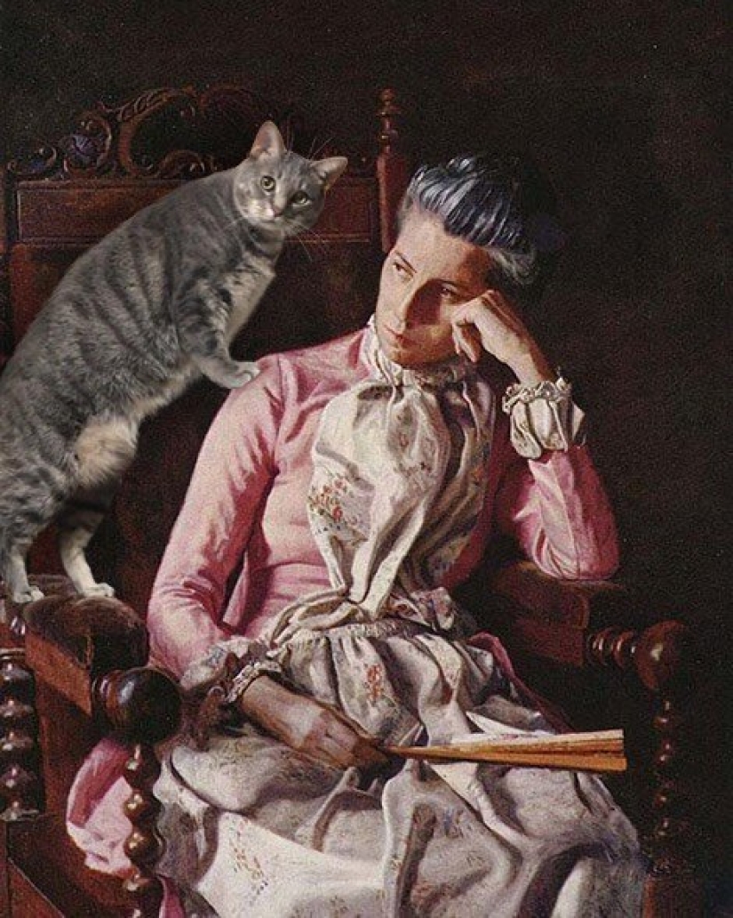 The artist made the paintings of the old masters even better by adding cats there