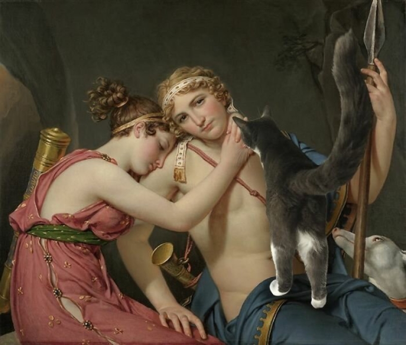 The artist made the paintings of the old masters even better by adding cats there