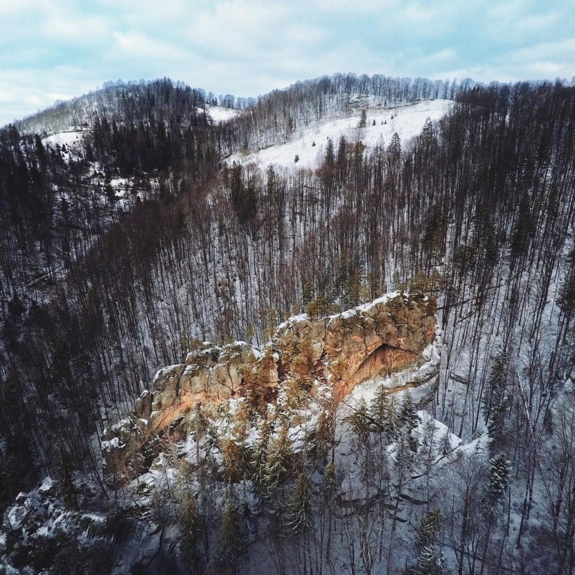 The beauty of the Carpathians from the height of bird flight