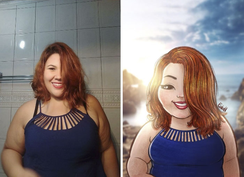 The Brazilian turns curvy girls into sexy toons, calling everyone to a body positive