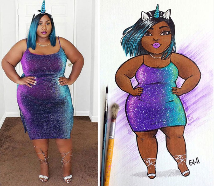 The Brazilian turns curvy girls into sexy toons, calling everyone to a body positive