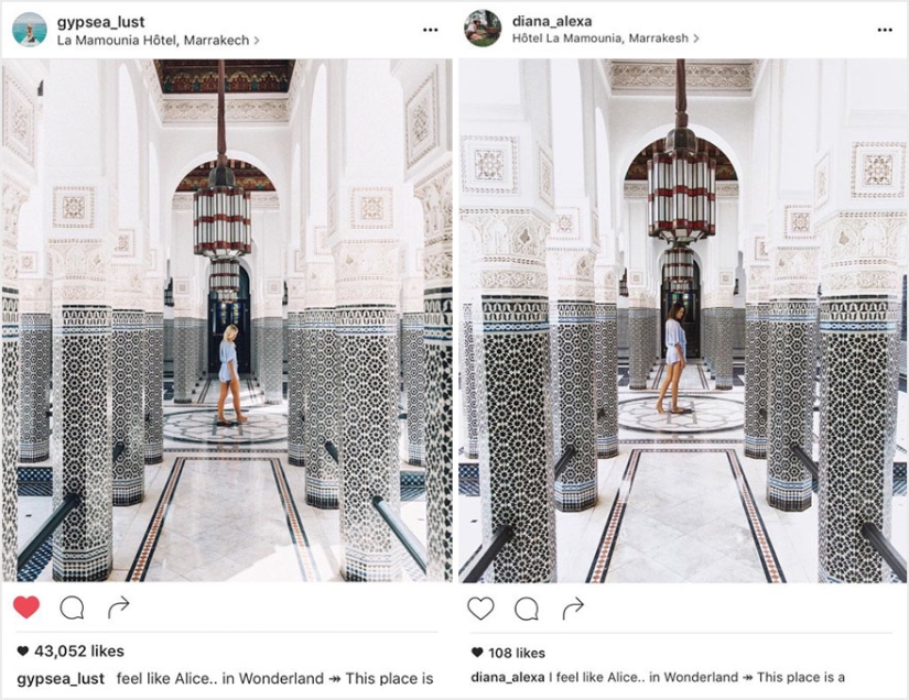 The couple discovered that someone was copying their pictures exactly from their trips to Instagram