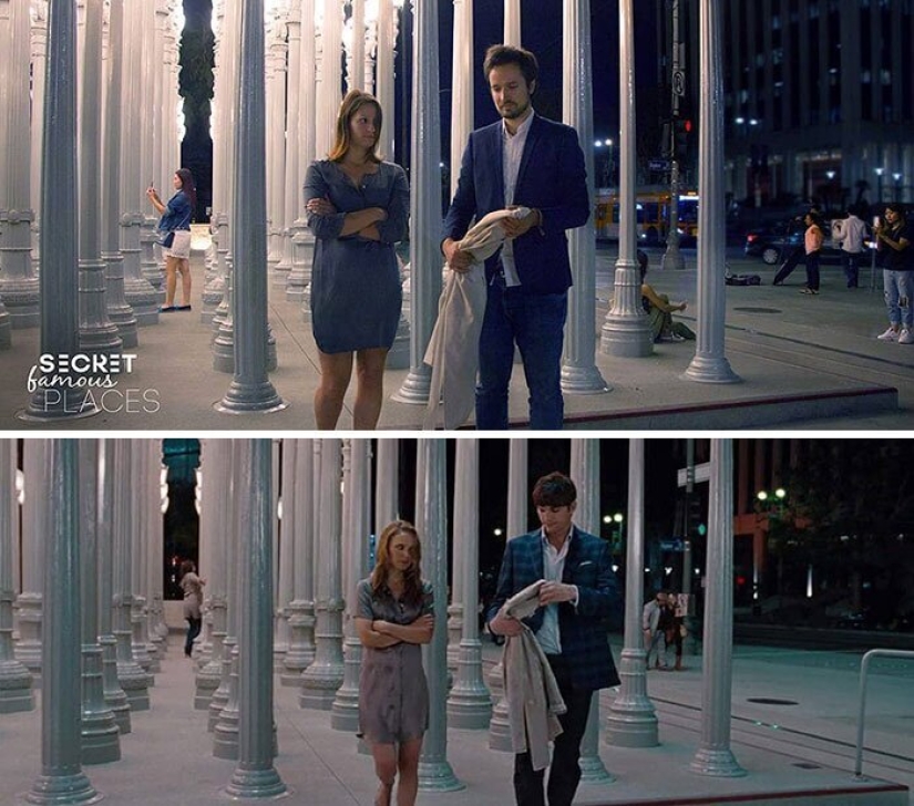 The couple travels around the world and recreates scenes from films in the filming locations